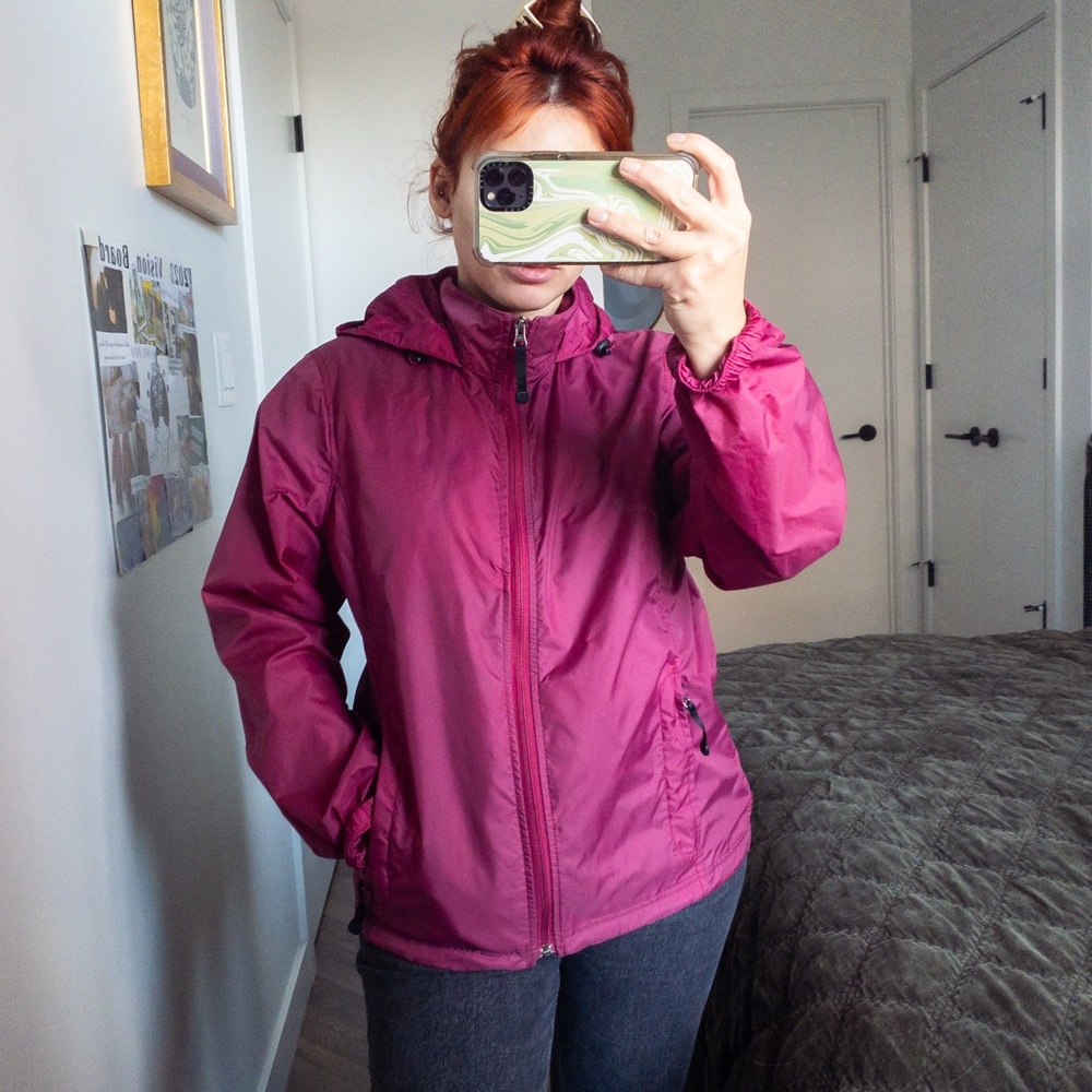 L.L. BEAN Pink Windbreaker with Hood